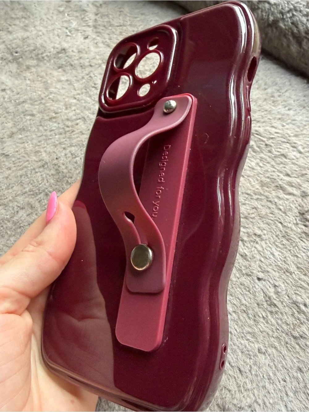 iPhone 13 Pro Max Adjustable Strap Burgundy Phone Case for Modern Smartphones
